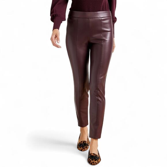 Talbots Women's Faux Leather Leggings Size 16 Rich Burgundy P233016329 Pants - Picture 1 of 10